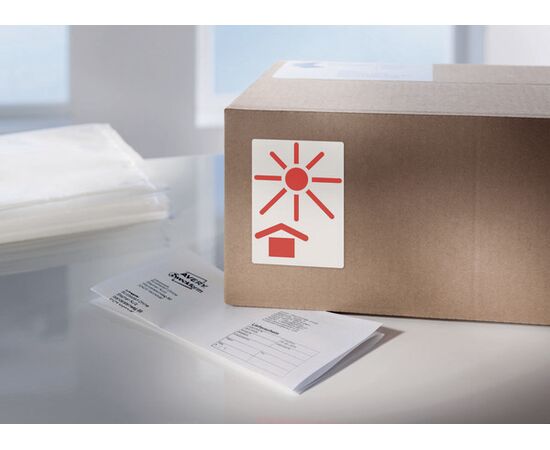 Самоклеящиеся этикетки [7253] предупреждающие «защищать от солнечных лучей» в диспенсере (74х100 мм) фотография 4