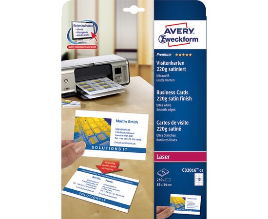 Визитные карточки Quick&Clean [C32016-25] двусторонние матовые (ультрабелые, 220 г/м², 85х54 мм) фотография 3