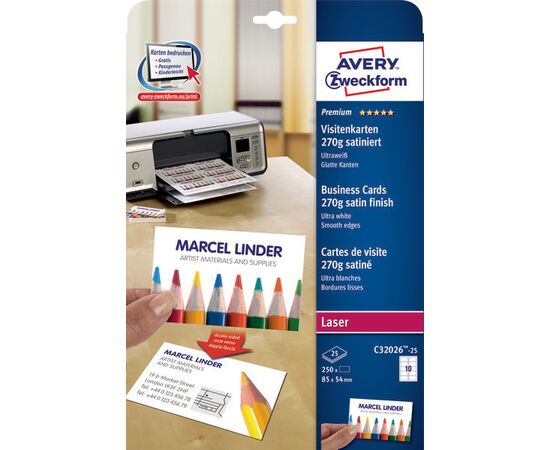 Визитные карточки Quick&Clean [C32026-25] двусторонние матовые (ультрабелые, 270 г/м², 85х54 мм) фотография 3