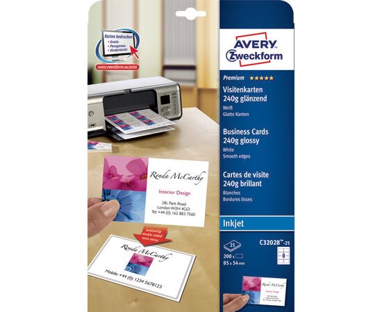 Визитные карточки Quick&Clean [C32028-25] двусторонние глянцевые/матовые (белые, 220 г/м², 85х54 мм) фотография 3