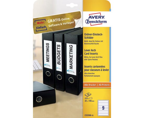 Вкладыши бесклеевые [C32266-25] для узких папок (30х190 мм) фотография 3