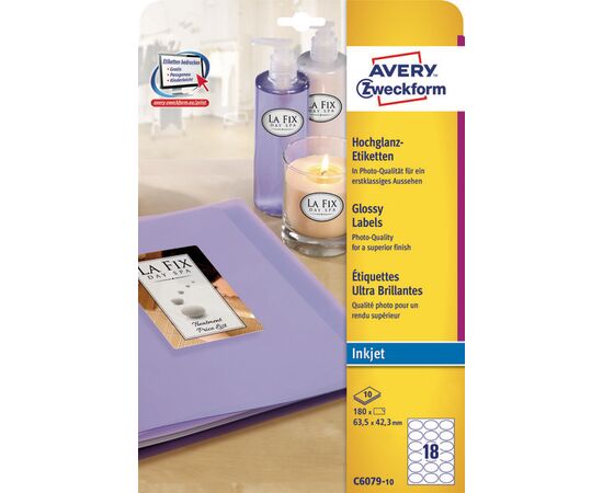 Этикетки [C6079-10] самоклеящиеся глянцевые с фотокачеством для струйных принтеров (овальные, 63.5x42.3 мм) фотография 3