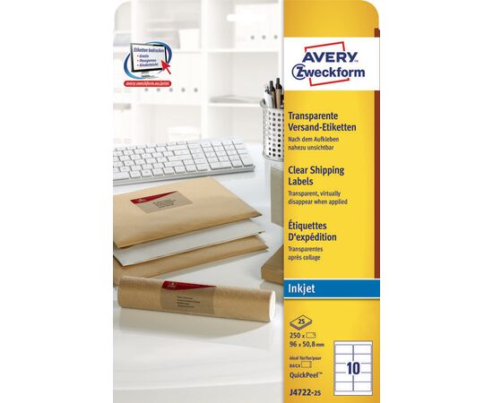 Прозрачные адресные этикетки [J4722-25] для струйных принтеров (96x50.8 мм) фотография 3