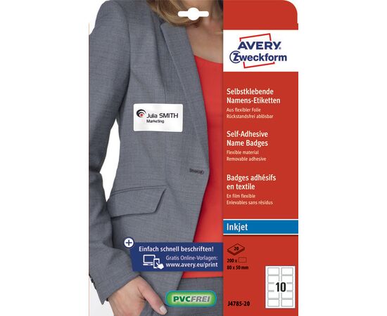 Самоклеящиеся бейджи [J4785-20] из мягкого полиэстера для струйных принтеров (белые, 80x30 мм) фотография 3