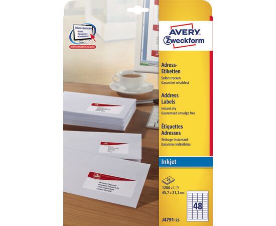 Адресные этикетки [J4791-25] для струйных принтеров (45.7x21.2 мм) фотография 3