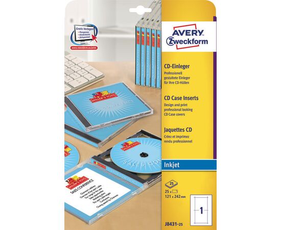 Вкладыши [J8431-25] для СD/DVD боксов (белые, 121x242 мм, только для струйного принтера) фотография 3