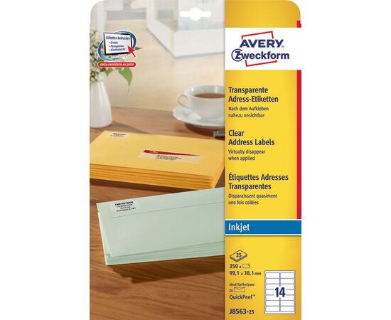 Прозрачные адресные этикетки [J8563-25] для струйных принтеров (99.1x38.1 мм) фотография 3