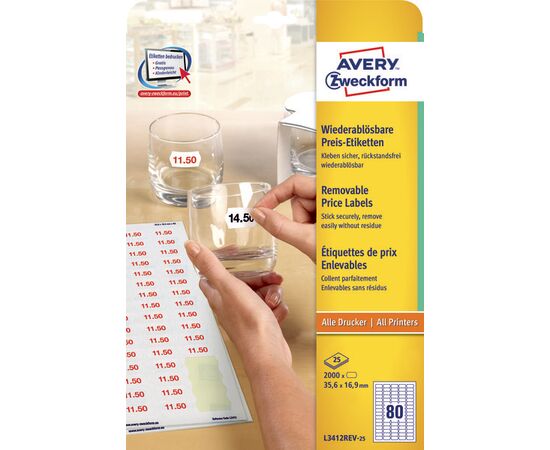 Этикетки-ценники [L3412REV-25] удаляемые (белые, 35.6х16.9 мм) фотография 3