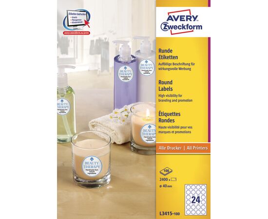 Этикетки [L3415-100] самоклеящиеся круглые (Ø40 мм) фотография 3