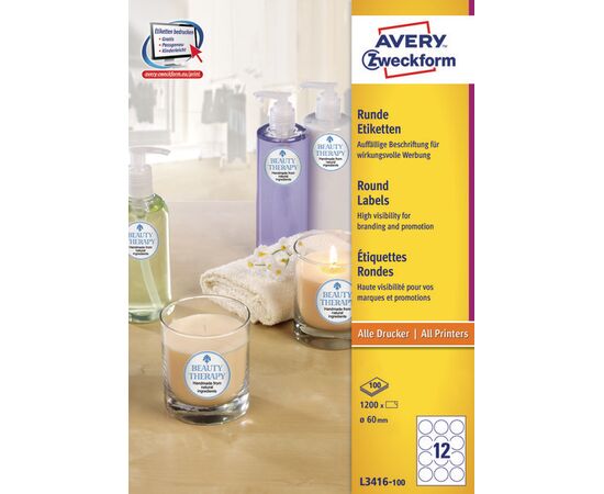 Этикетки [L3416-100] самоклеящиеся (круглые, Ø60 мм) фотография 3