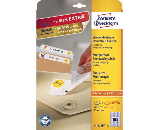 Этикетки самоклеящиеся удаляемые [L4731REV-25] (25.4x10 мм) фотография 3