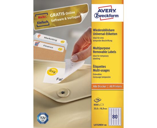 Этикетки самоклеящиеся удаляемые [L4732REV-100] (35.6x16.9 мм) фотография 3