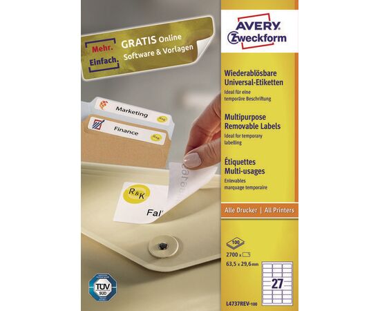 Этикетки самоклеящиеся удаляемые [L4737REV-100] (63.5x29.6 мм) фотография 3