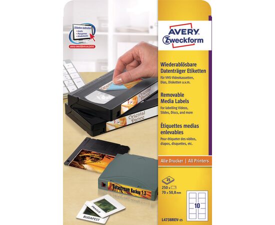 Удаляемые этикетки [L4738REV-25] для дискет (белые, 70x50.8 мм) фотография 3