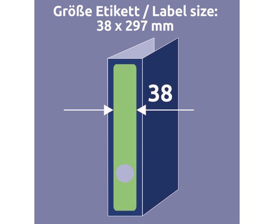 Самоклеящиеся этикетки [L4750-20] для узких папок (зеленые, 38x297 мм) фотография 5