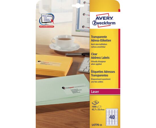 Прозрачные адресные этикетки [L4770-25] для цветных лазерных принтеров (45.7x25.4 мм) фотография 3
