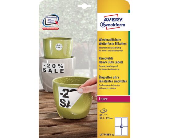 Всепогодные пленочные удаляемые этикетки L4774REV-20 ( 99.1x139 мм) фотография 3