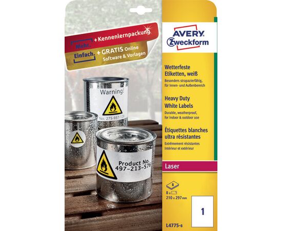 Всепогодные пленочные этикетки [L4775-8] ( 210x297 мм) фотография 3