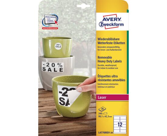 Всепогодные пленочные удаляемые этикетки L4776REV-20 ( 99.1x42.3 мм) фотография 3
