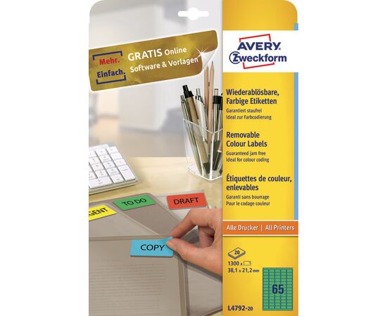 Этикетки [L4792-20] самоклеящиеся удаляемые (зеленые, 38.1х21.1 мм) фотография 3