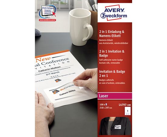 Бейдж-приглашение 2 в 1 [L4797-100] (белый, А4, 80x50 мм) фотография 3