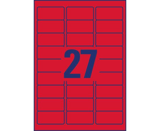 Этикетки [L6003-25] самоклеящиеся удаляемые (неоновые, красные, 63.5x29.6 мм) фотография 2