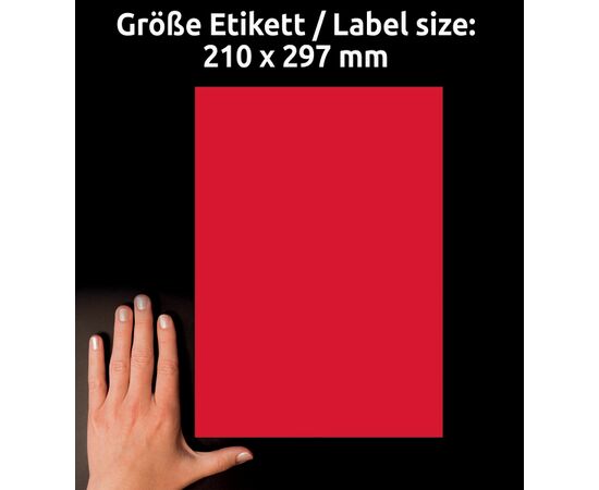 Этикетки [L6005-25] самоклеящиеся удаляемые (неоновые, красные, 210x297 мм) фотография 4