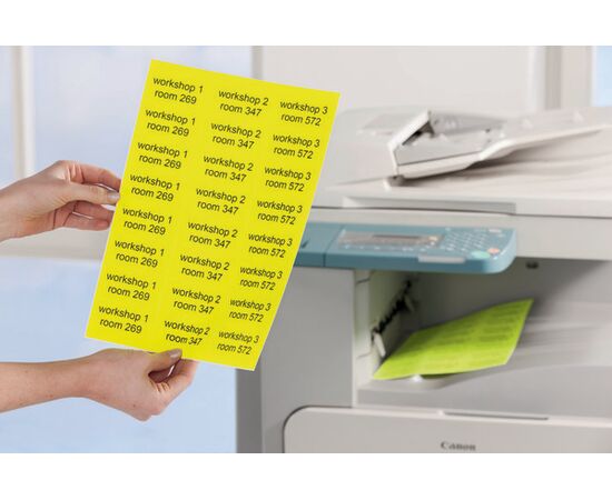 Этикетки [L6006-25] самоклеящиеся удаляемые (неоновые, желтые, 210x297 мм) фотография 5