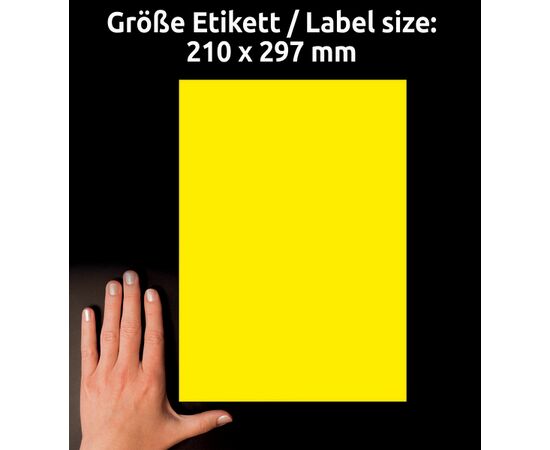 Этикетки [L6006-25] самоклеящиеся удаляемые (неоновые, желтые, 210x297 мм) фотография 4