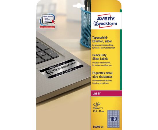 Серебристые полиэстерные этикетки [L6008-20] ( 25.4x10 мм) фотография 3