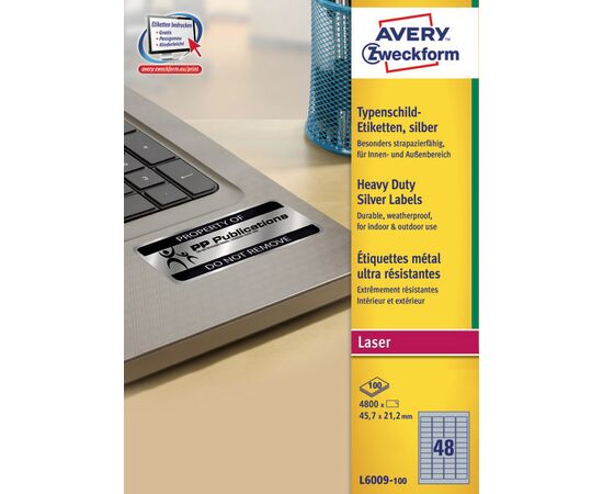 Серебристые полиэстерные этикетки [L6009-100] ( 45.7x21.2 мм) фотография 3