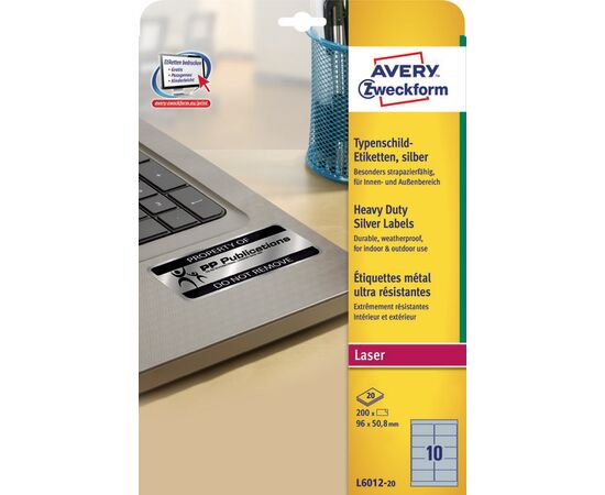 Серебристые полиэстерные этикетки [L6012-20] ( 96x50.8 мм) фотография 3