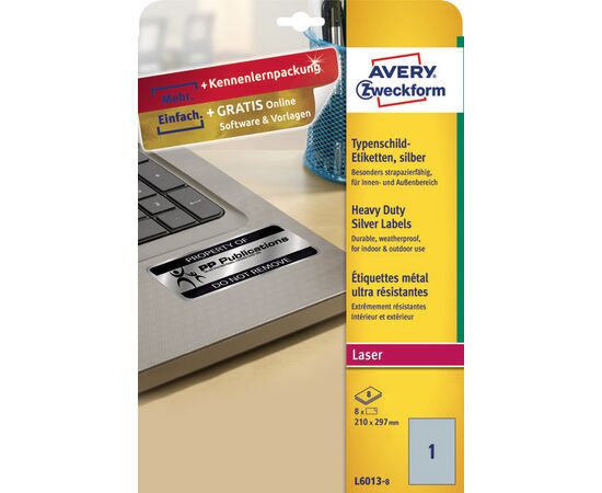 Серебристые полиэстерные этикетки [L6013-8] ( 210x297 мм) фотография 3