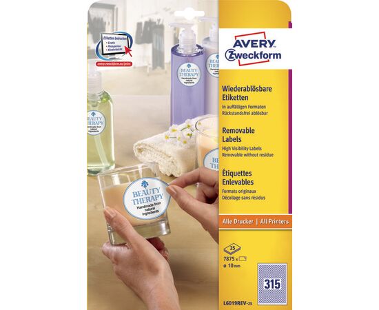 Этикетки самоклеящиеся удаляемые [L6019REV-25] (Ø10 мм) фотография 3