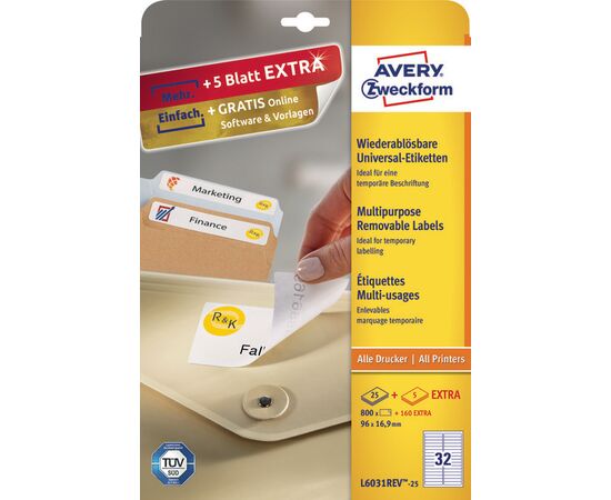 Этикетки самоклеящиеся удаляемые [L6031REV-25] (96x16.9 мм) фотография 3