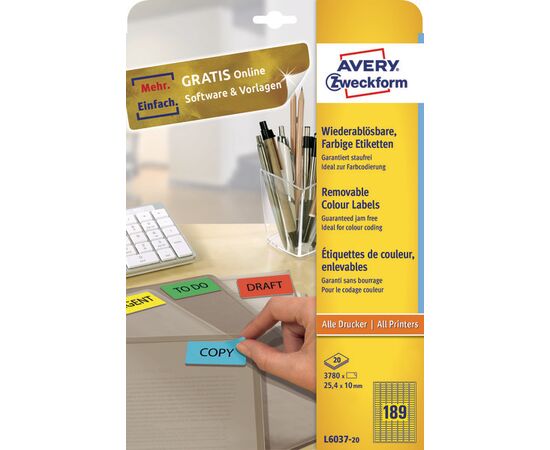 Этикетки [L6037-20] самоклеящиеся удаляемые (желтые, 25.4x10 мм) фотография 3