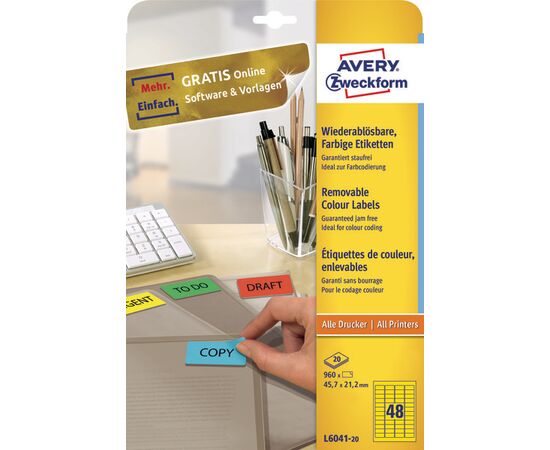 Этикетки [L6041-20] самоклеящиеся удаляемые (желтые, 45.7x21.2 мм) фотография 3