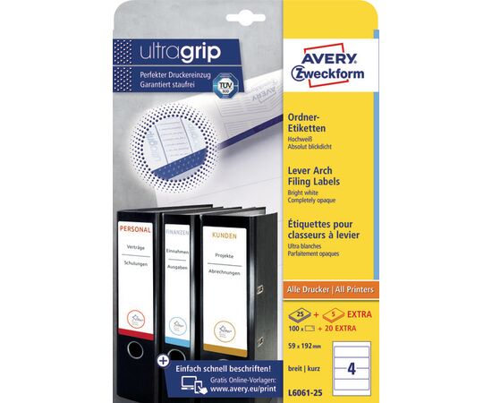 Самоклеящиеся этикетки [L6061-25] для широких папок (белые, 59x192 мм) фотография 3