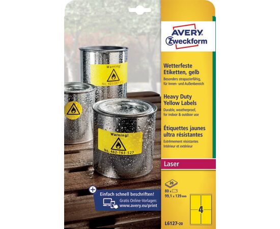 Всепогодные пленочные этикетки [L6127-20] ( желтые, 99.1x139 мм) фотография 3