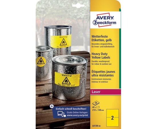 Всепогодные пленочные этикетки [L6130-20] ( желтые, 210x148 мм) фотография 3