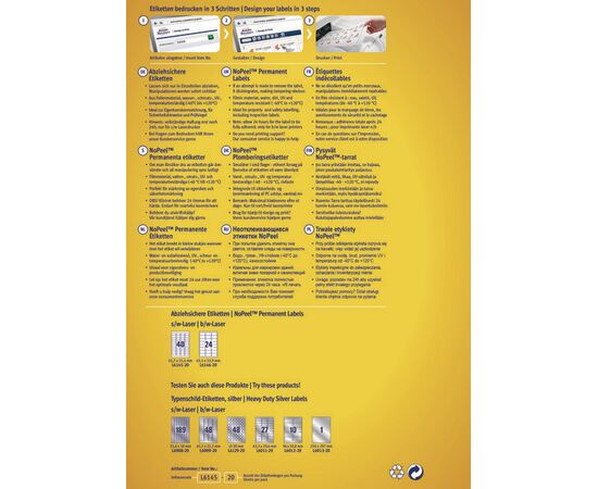 Экстра-безопасные неотклеивающиеся этикетки L6146-20 (63.5x33.9 мм) фотография 4