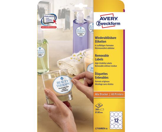 Этикетки [L7104REV-25] самоклеящиеся удаляемые (Ø60 мм) фотография 3