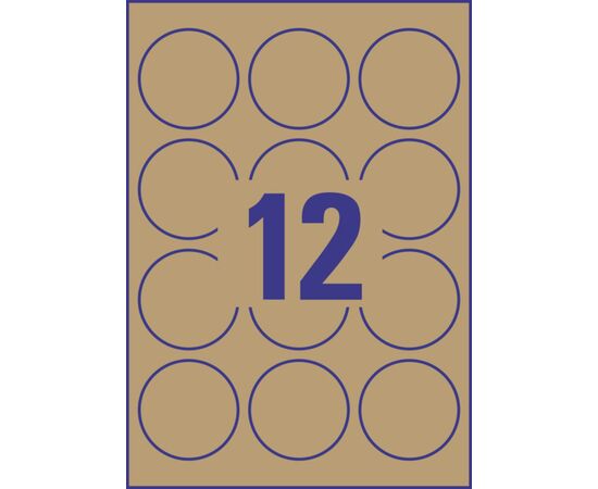 Самоклеящиеся этикетки [L7106-25] из крафт-бумаги (коричневые, Ø60 мм) фотография 2
