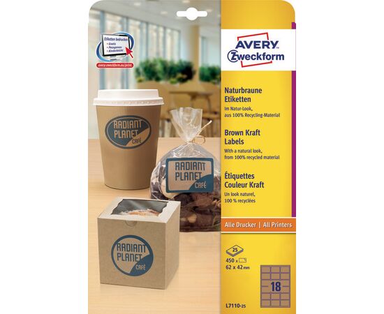 Самоклеящиеся этикетки [L7110-25] из крафт-бумаги (коричневые, 62х42 мм) фотография 3