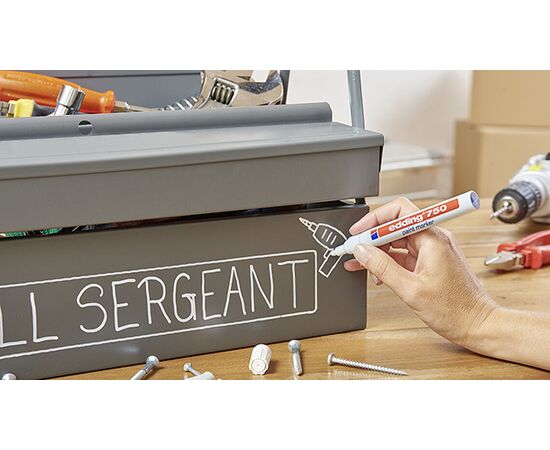 Маркер лаковый пеинт EDDING [E-750/54] (серебряный, 2-4 мм, металлический корпус) фотография 2