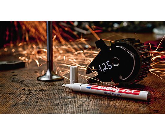 Маркер лаковый пеинт EDDING [E-751/5] (жёлтый, 1-2 мм, металлический корпус) фотография 5