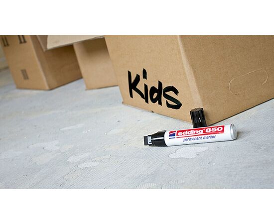 Маркер перманентный EDDING [E-850/1] (черный, 5-16 мм, клиновидный наконечник) фотография 3