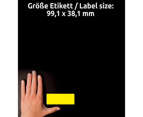 Этикетки [L7263Y-25] самоклеящиеся удаляемые (неоновые, желтые, 99.1x38.1 мм) фотография 4