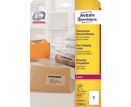 Прозрачные адресные этикетки [L7567-25] для цветных лазерных принтеров (210x297 мм) фотография 3