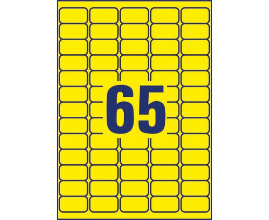 Этикетки [L7651Y-25] самоклеящиеся удаляемые (неоновые, желтые, 38.1х21.2 мм) фотография 2